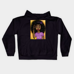 melanin poppin digital art cute anime style drawing Kids Hoodie